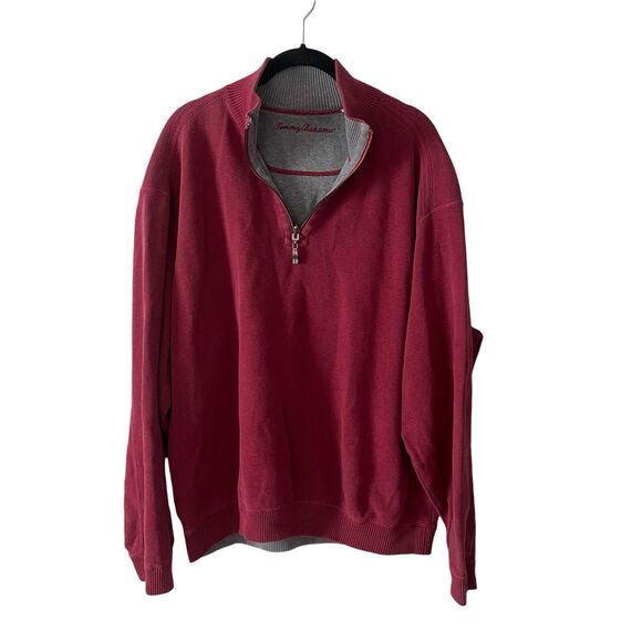 Tommy Bahama Other - Tommy Bahama Mens XL Pullover 1/4 Zip Sweater Reversible Red Gray NO SIZE Casual